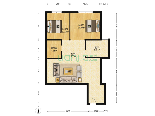 万福大厦 2室2厅0卫 106平方