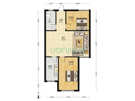 泰安巷31号 2室1厅1卫 88平方