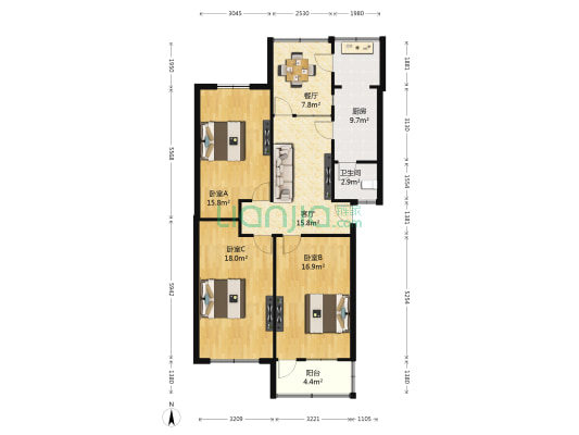 师大南路五交化宿舍（师大南路52号） 3室2厅1卫 110平方