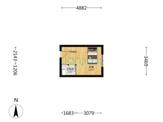 学府私寓 1室0厅1卫 26平方