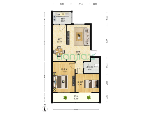 电力学院家属院 2室2厅1卫 79平方