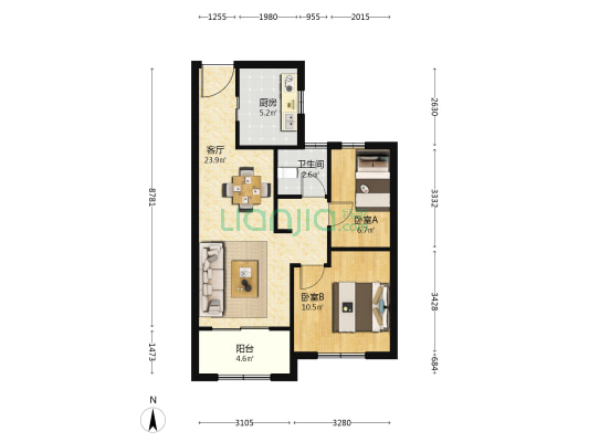 民乐城惠桐苑二期 2室1厅1卫 80平方