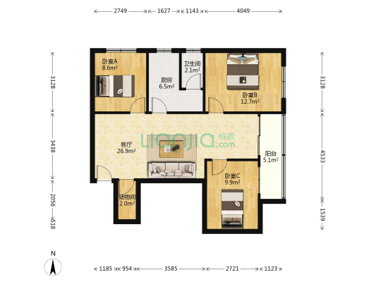 环城西二路78号 3室1厅1卫 90平方