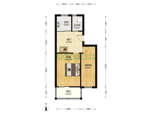 华电一宿舍 1室1厅1卫 60平方