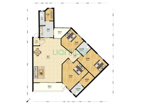 东怡园 4室1厅3卫 181平方