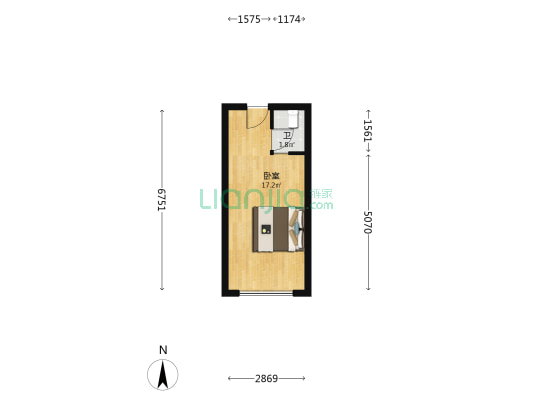 老友记公寓 1室0厅1卫 28平方