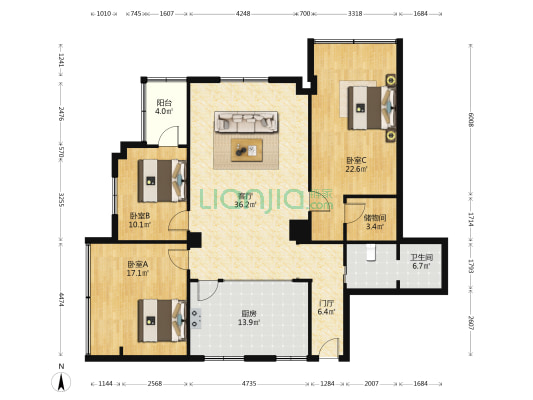 希格玛大厦 3室1厅1卫 161平方