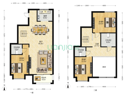 阳光城花满墅2期 3室1厅3卫 161平方