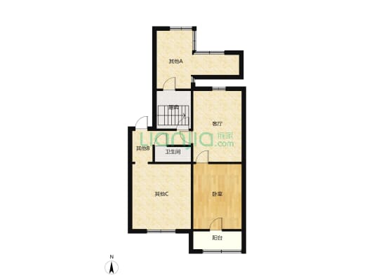 永华里高楼层，精装两居室，双卧朝南，采光好-户型图