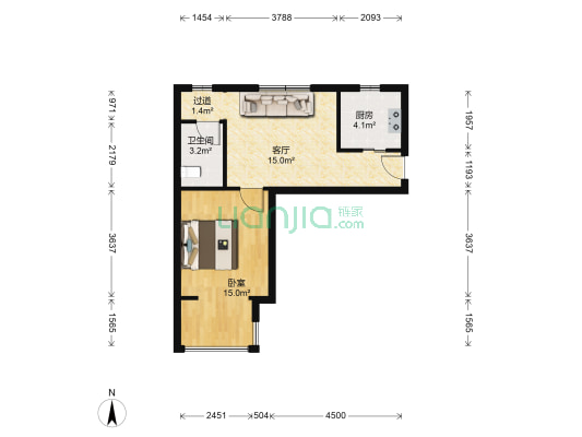 溪城家园 1室1厅1卫 57平方