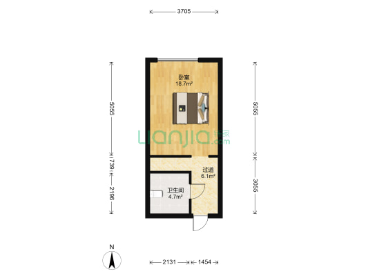 瑶溪新天地公寓 1室0厅1卫 58平方