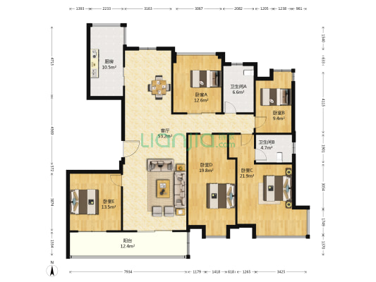 苏高新天之运 5室1厅2卫 193平方