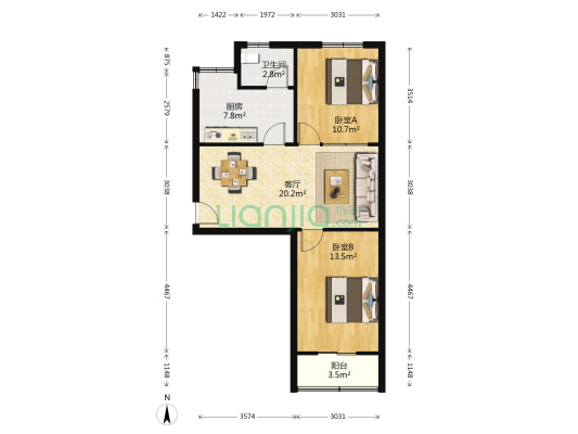 枣园冶金社区东区 2室1厅1卫 71平方