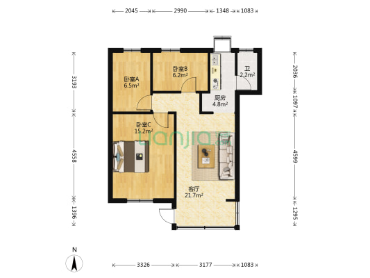 建设街57号 3室1厅1卫 82平方