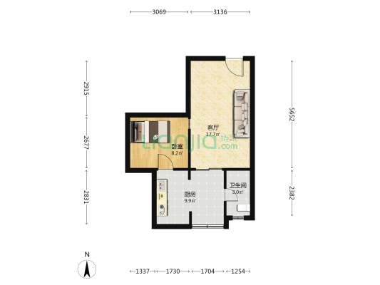 第十中学家属院 1室1厅1卫 73平方