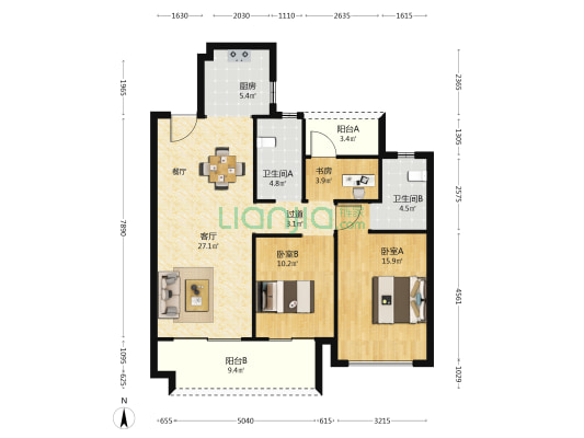 保利和光屿湖沁园 3室1厅2卫 118平方