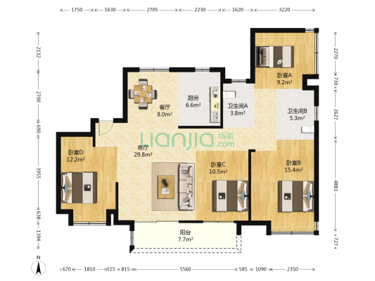 云玺新里 4室2厅2卫 138平方