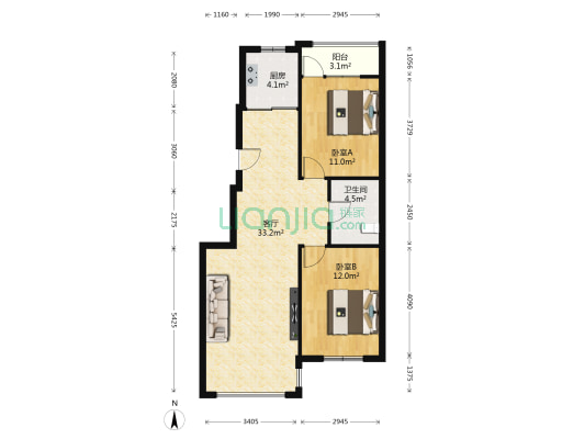 兴华园 2室1厅1卫 87平方