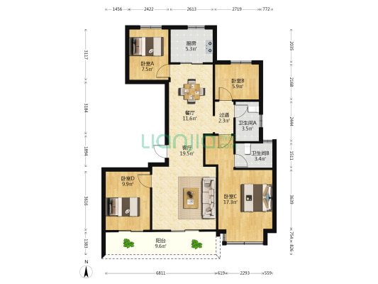 祥生群贤府 4室2厅2卫 127平方