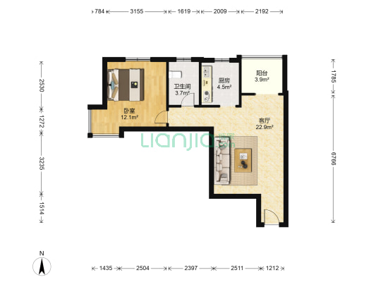 天伦星钻 1室1厅1卫 67平方