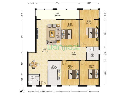 银鑫楼 4室1厅2卫 180平方