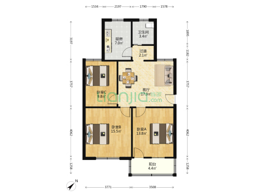 文德路 3室1厅1卫 92平方