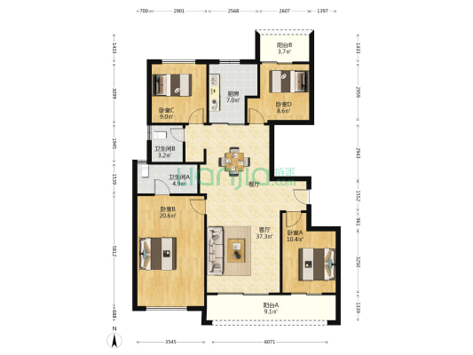 万科·未来时光 4室1厅2卫 142平方