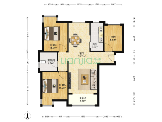 保利玫瑰湾 3室1厅1卫 92平方