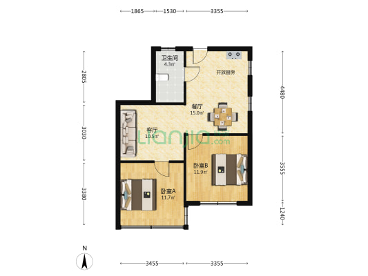 康平路67号 2室2厅1卫 67平方