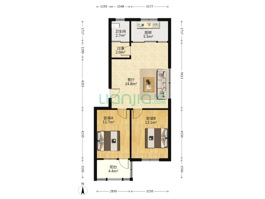 华通园小区 2室1厅1卫 79平方