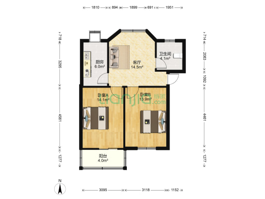 东吴里 2室1厅1卫 69平方