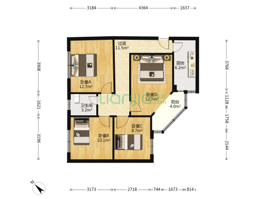 鹏城悦里名城汇 4室0厅1卫 84平方