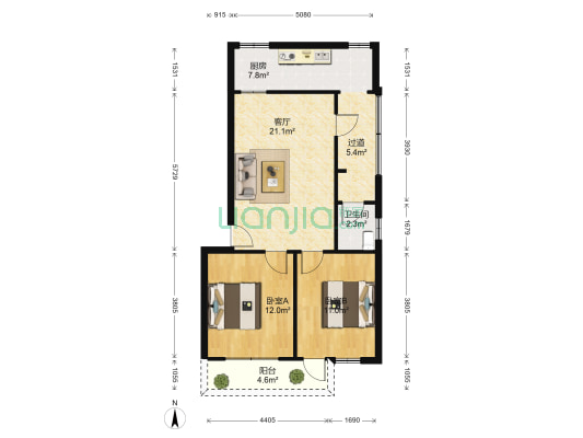 广西壮族自治区水产技术推广总站 2室1厅1卫 80平方