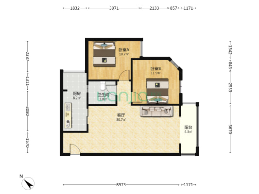 沙河上一期 2室1厅1卫 85平方