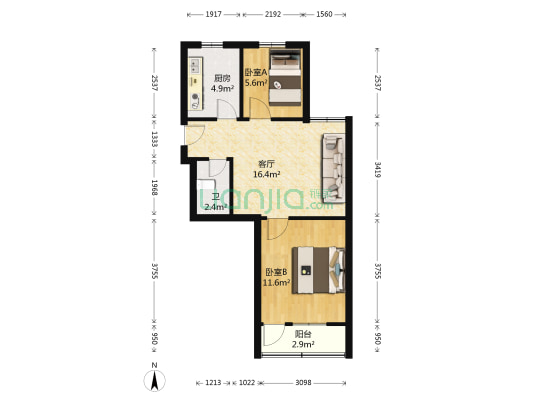 亚星东小区 2室1厅1卫 54平方