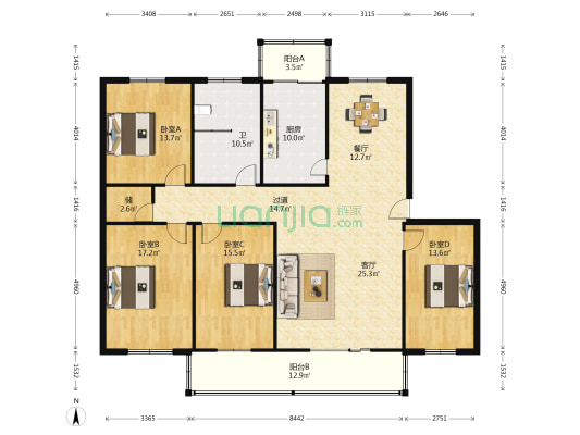 晋平苑 4室2厅1卫 175平方