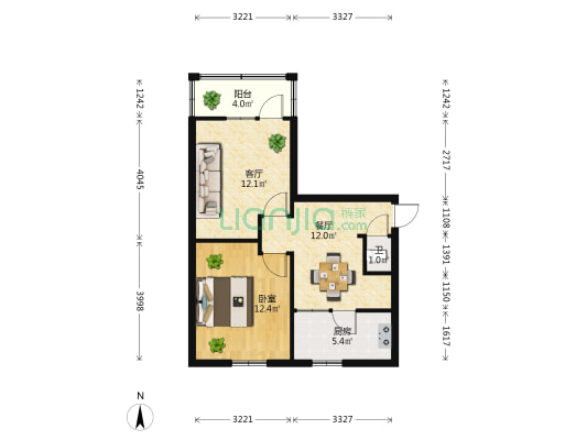 青年路144号 1室2厅1卫 49平方