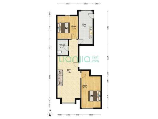 路欣苑 2室1厅1卫 100平方