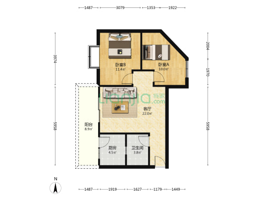 楠苑(双流) 2室1厅1卫 68平方