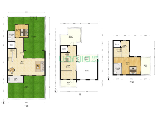 金茂墅西苑 2室1厅2卫 225平方