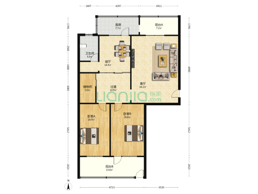 五交化宿舍 2室2厅1卫 138平方