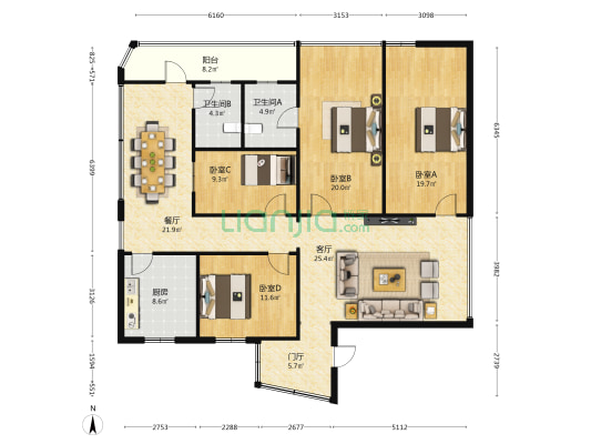 太白岩 4室2厅2卫 169平方