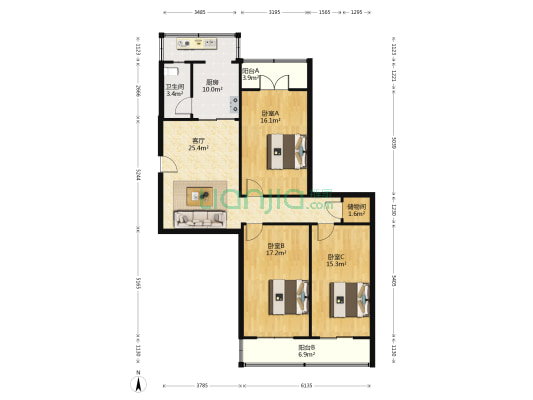 祥福里 3室1厅1卫 111平方