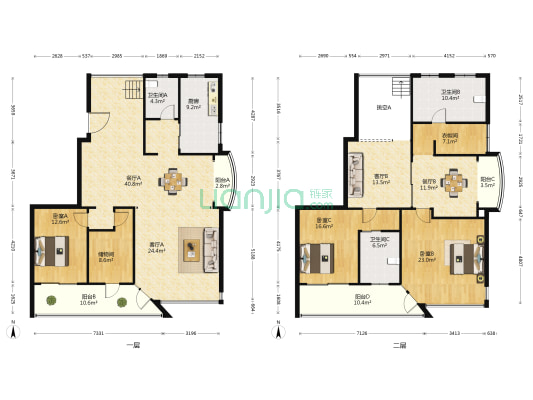 大华锦绣华城(十八街区)(公寓) 3室4厅3卫 251平方