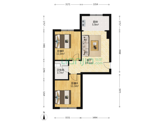 叠翠骏景 2室1厅1卫 65平方