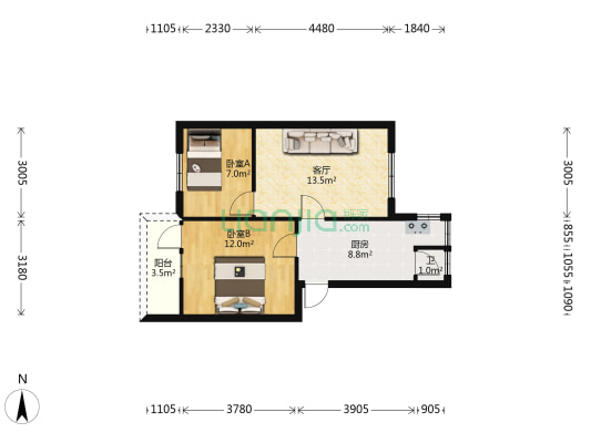 观水路199号 2室1厅1卫 48平方