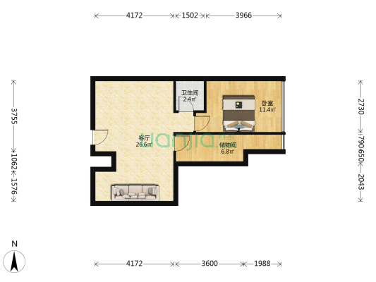 富田财富广场 1室1厅1卫 67平方