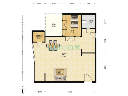 美居田园小区 1室1厅1卫 109平方