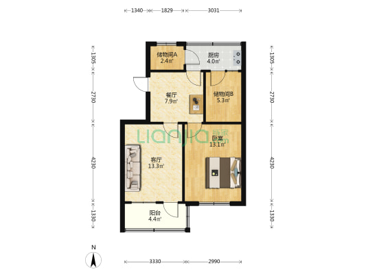 交通局家属院 1室2厅0卫 61平方