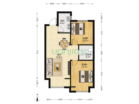 赞城D区 2室1厅1卫 89平方